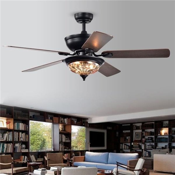 Warehouse Of Tiffany Warehouse of Tiffany CFL-8420REMO-FB 52 in. Micago Indoor Remote Controlled Ceiling Fan with Light Kit; Black CFL-8420REMO/FB